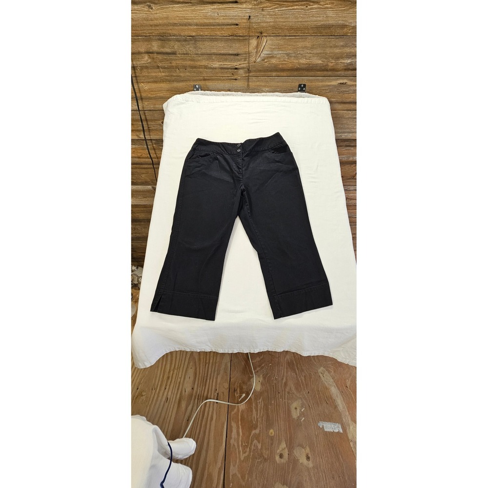 Y2K Carolina Blues Womens Black Stretch Cropped Capri Pants 14 Mid Rise Casual